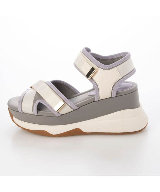 ing <ing>厚底スポーツサンダル パープルコンビ