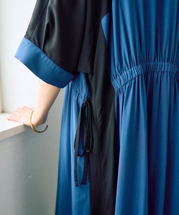 YECCA VECCA 配色デザインシャツワンピース Blue