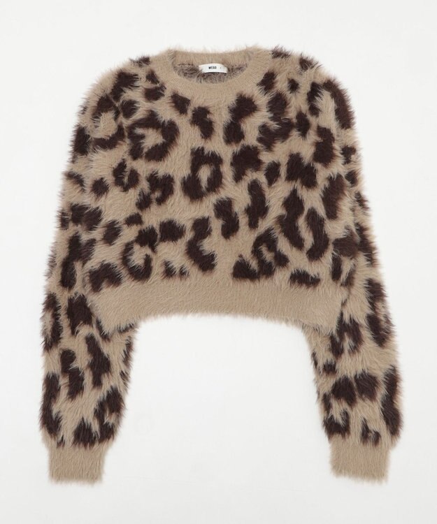WEGO レオパードシャギーショートニット ベージュ