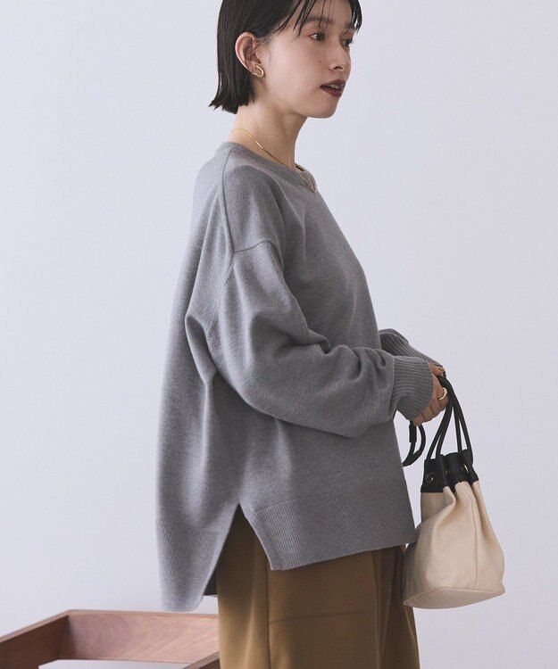 AMERICAN HOLIC 【WEB限定】バイパチサイドスリットニットプルオーバー Light Gray Mixture