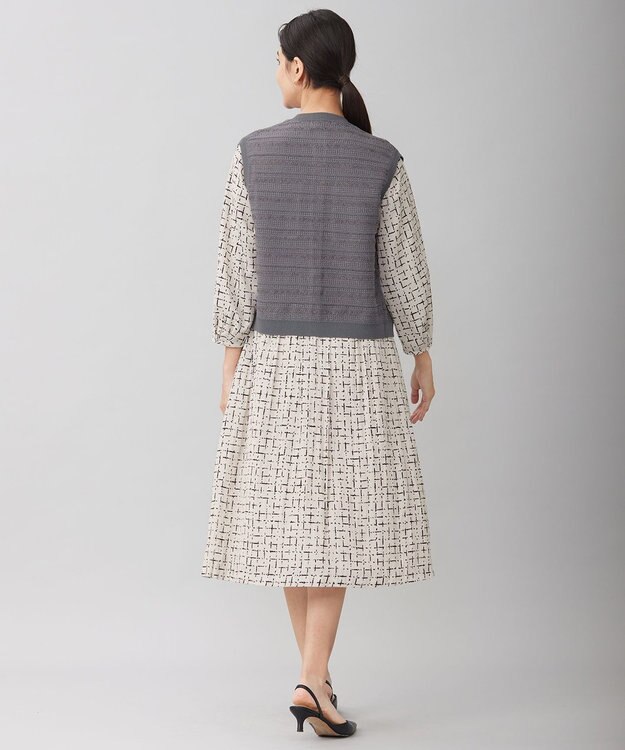 自由区 【洗える】テクスチャーコットンブレンドニット ベスト グレー