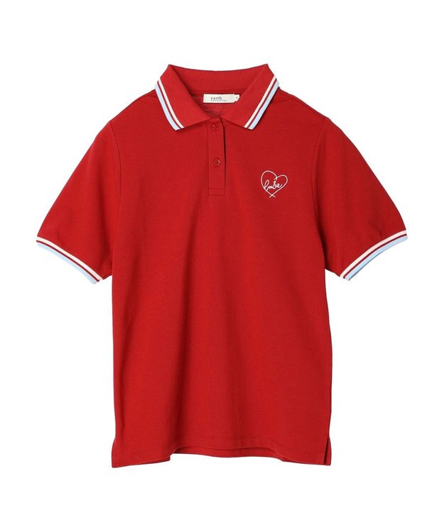 earth music&ecology ハートロゴ刺繍ポロ Blue