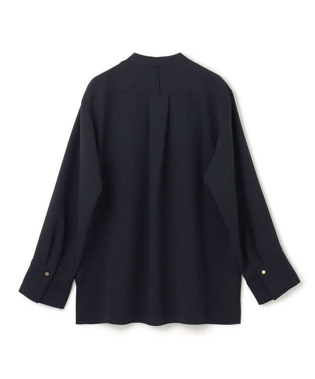 BEIGE， 【洗える】JASMINE / スタンドカラージップブラウス Navy