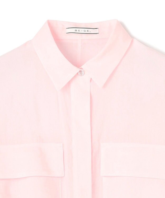 BEIGE， 【洗える・Precious 6月号掲載】PAULINE / ビックポケットドロストリネンブラウス  Light Pink