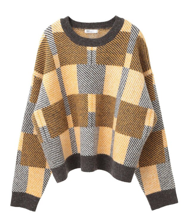 CRAFT STANDARD BOUTIQUE 洗える/チェック柄ニットプルオーバー Mustard