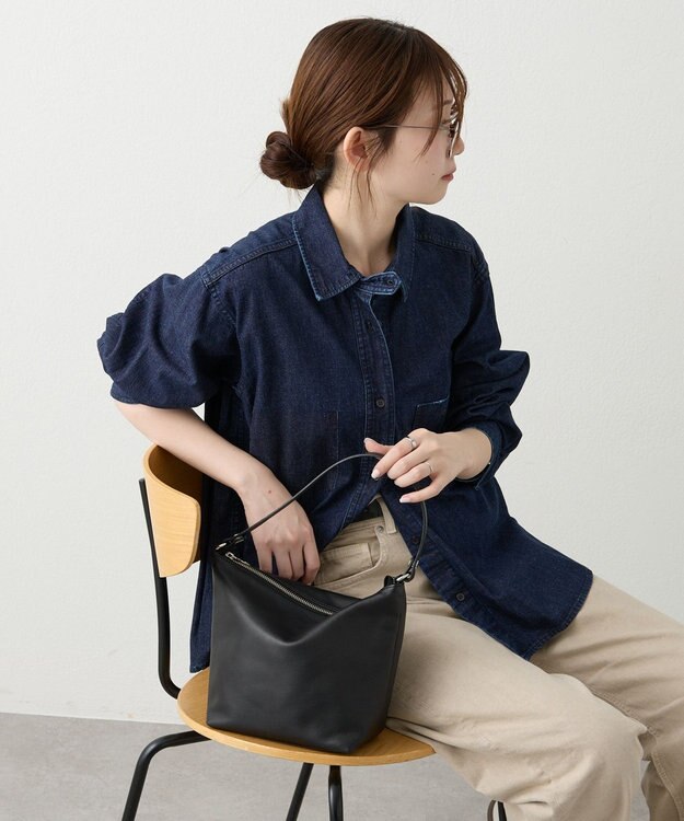 russet 《3/4～価格改定》ソフトレザーシンプルショルダーバッグ(CE-1328-WEB) Black2