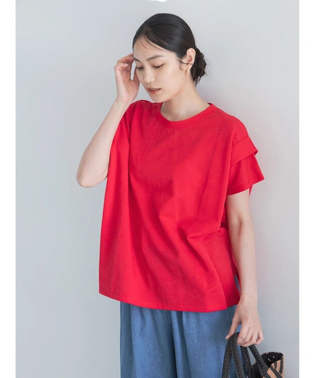 Te chichi 【接触冷感】ショルダータックTシャツ レッド