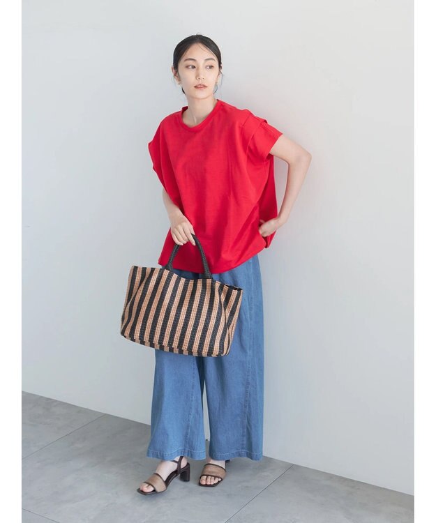 Te chichi 【接触冷感】ショルダータックTシャツ レッド