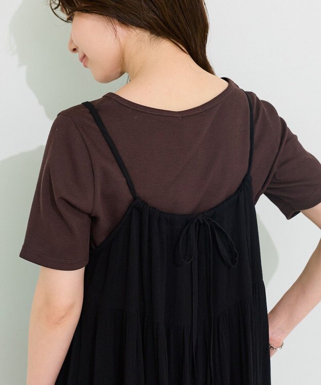 Green Parks レーヨンクレープキャミワンピース Black