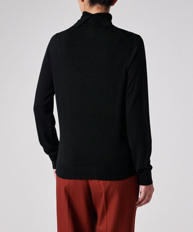 Paul Smith ドレープウール ストライプ タートルネック ニット ブラック