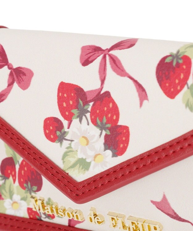 Maison de FLEUR いちご柄カードケース Red