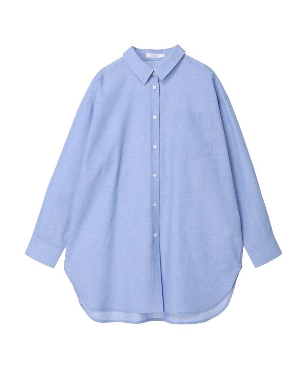 Green Parks 綿麻混オーバーサイズシャツチュニック Sax