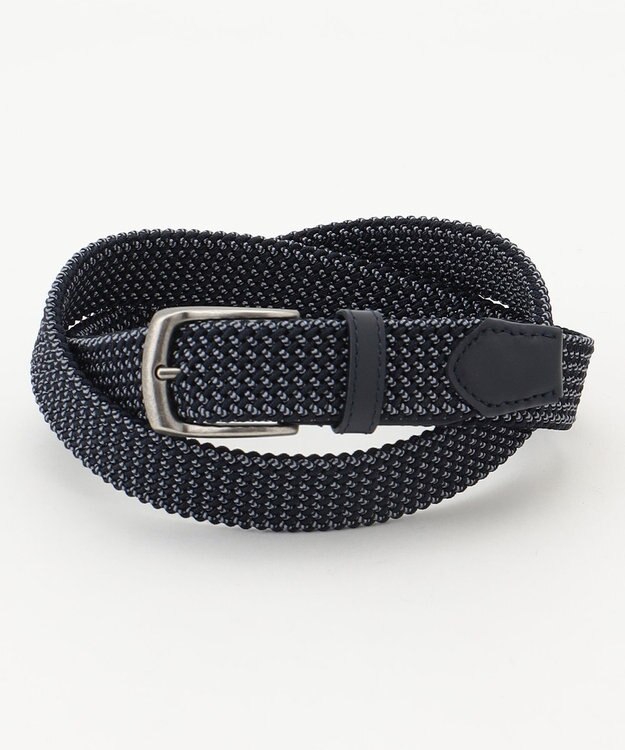 JOSEPH ABBOUD  【イタリア素材・ストレッチ・日本製】 ストレッチミックスメッシュ ベルト ネイビー系