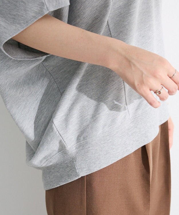 Green Parks 深Ｖネックミニ裏毛フレンチスリーブプルオーバー Gray