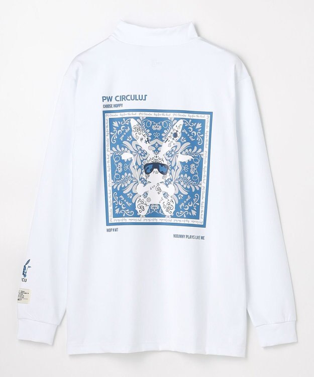 PW CIRCULUS 【吸水速乾 /  UV遮蔽率99.9% UVカット / ストレッチ】【MEN】アニマルグラフィックロングスリーブモックT  ゴルフ ホワイト系