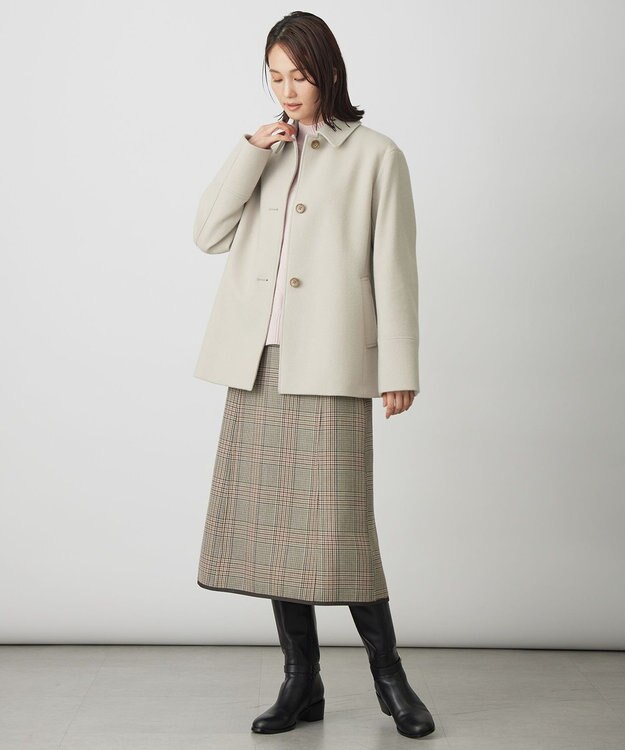 J.PRESS LADIES S 【リバーシブル】リバーチェック スカート ベージュ系