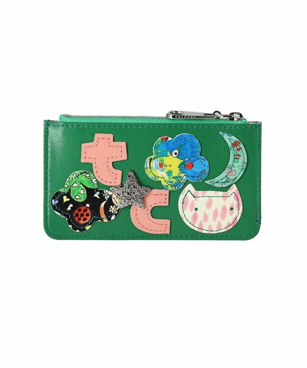 tsumori chisato CARRY tcパッチワーク カードケース フラグメントケース ミニ財布 グリーン