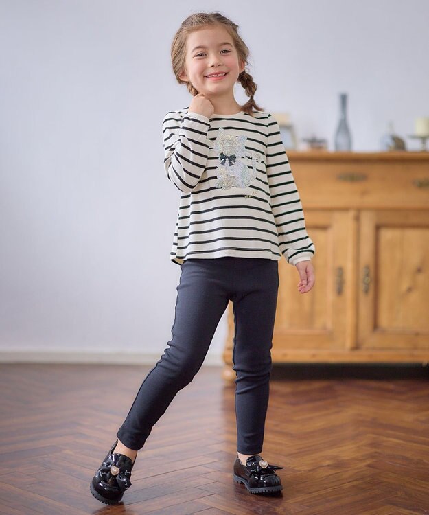 ANY KIDS ミラクルスパンコール 長袖 Tシャツ ボーダー