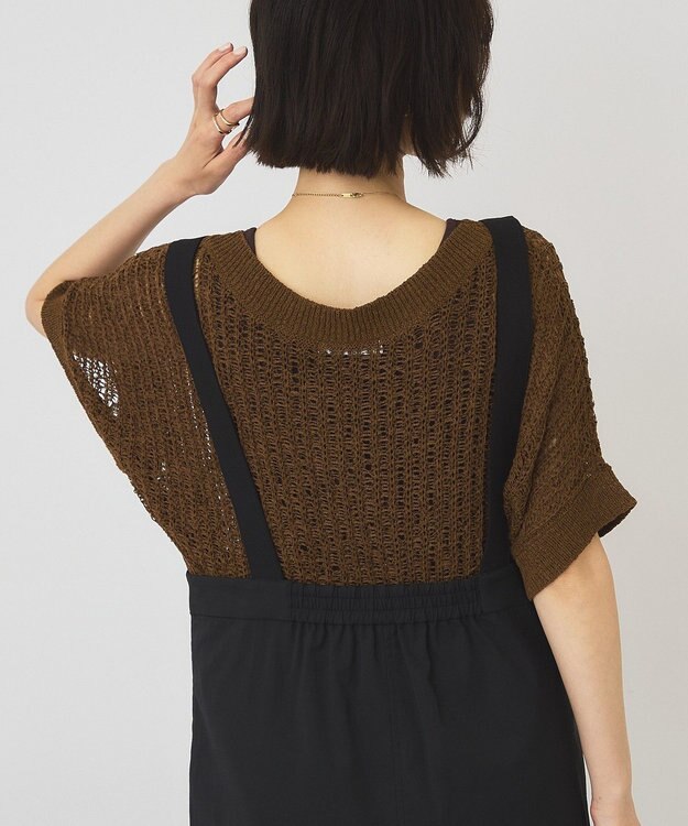 AMERICAN HOLIC 透かし畦ルーズニット Camel