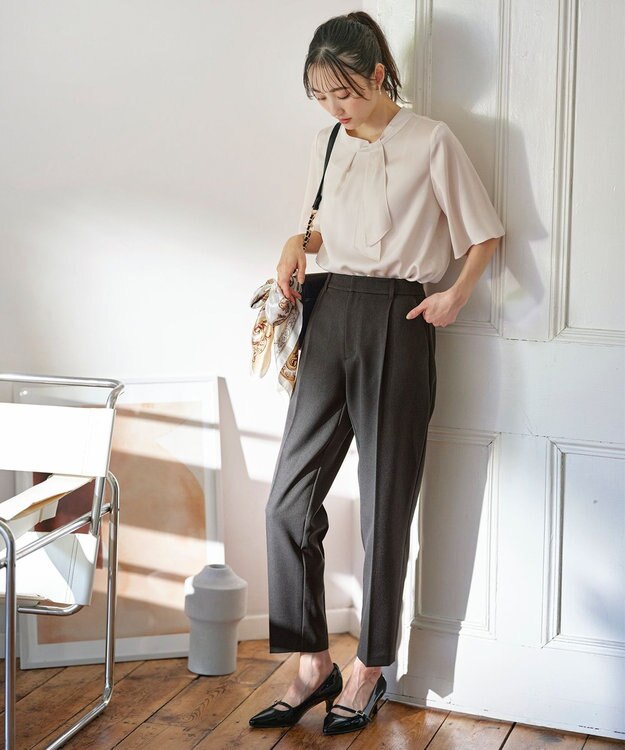 ANY SIS L 【セットアップ対応】ビューティーツイルストレッチ テーパードパンツ チャコール