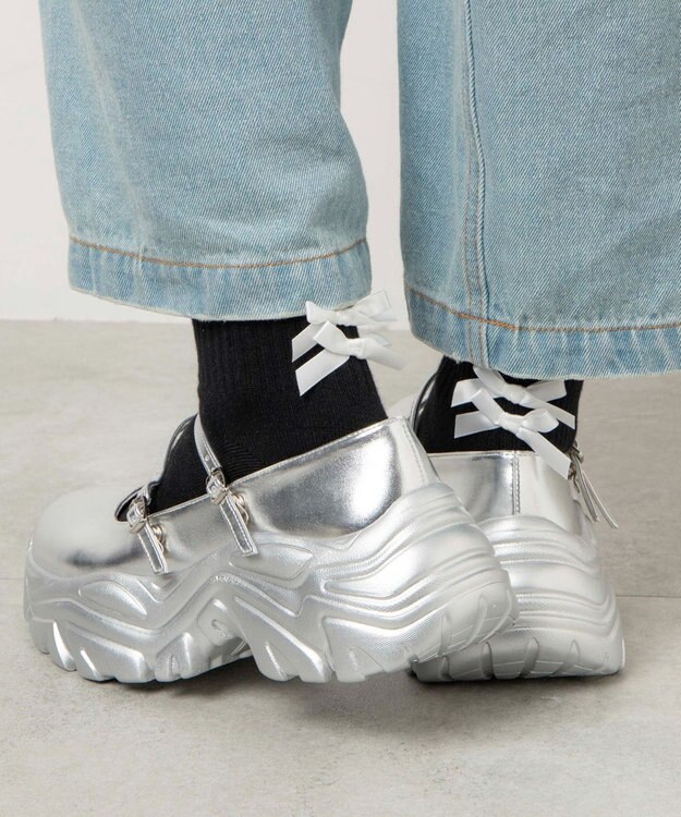 WEGO Wリボンアンクルソックス ブラック