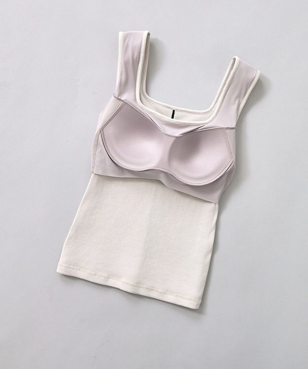 ICB 【洗える】【OUR WACOAL コラボ】カップイン スクエアネック タンクトップ トープ系