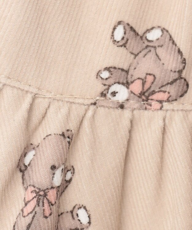 ANY KIDS チェック柄/アニマル柄スカパン ベージュ系クマ