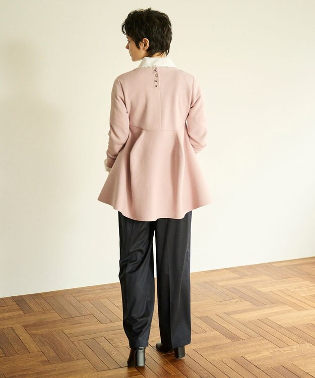 #Newans 【洗える】フォルムペプラムチュニックニット ピンク