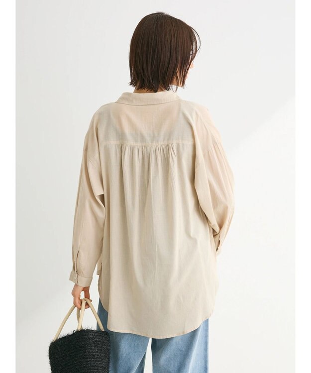 Green Parks インド綿 ボイルゆったりシャツ Light Beige