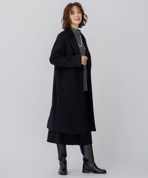 23区 【CLASSY.1月号掲載】ウールカシミヤビーバー チェスターコート ブラック系