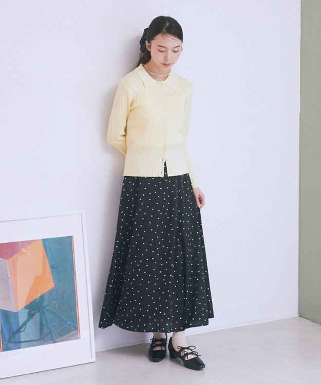 earth music&ecology サテンフレアスカート Black