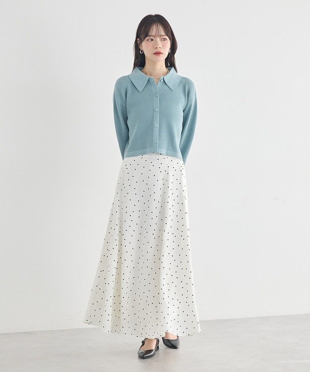 earth music&ecology サテンフレアスカート Ivory