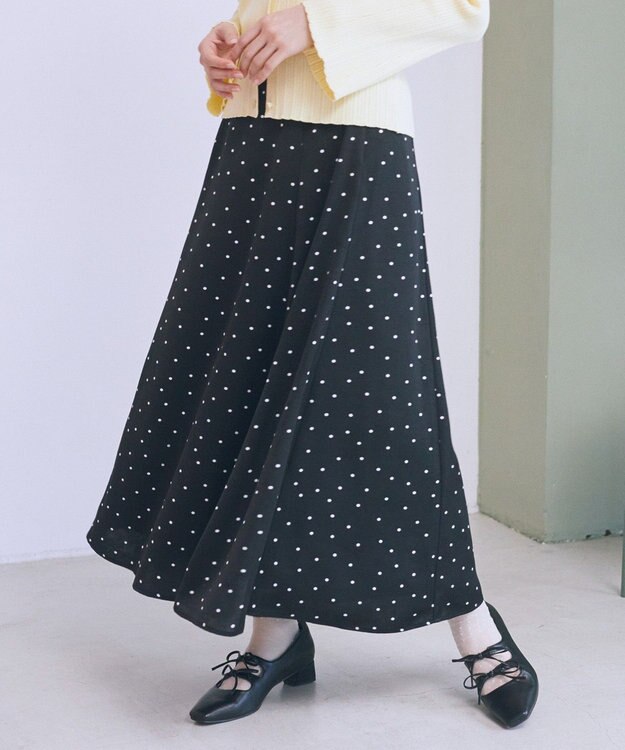 earth music&ecology サテンフレアスカート Black