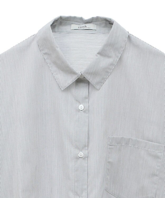 earth music&ecology シフォン×チュールレイヤードシャツ Stripe