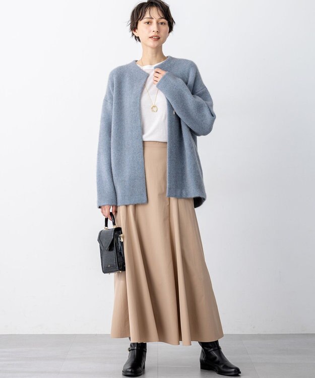 23区 S 【見上愛さん着用】ラクーンブレンドダブルフェイス ニット アウター スカイブルー系