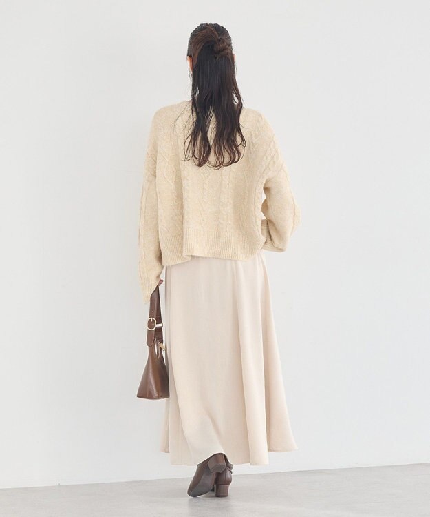 earth music&ecology サテンフレアスカート Ecru