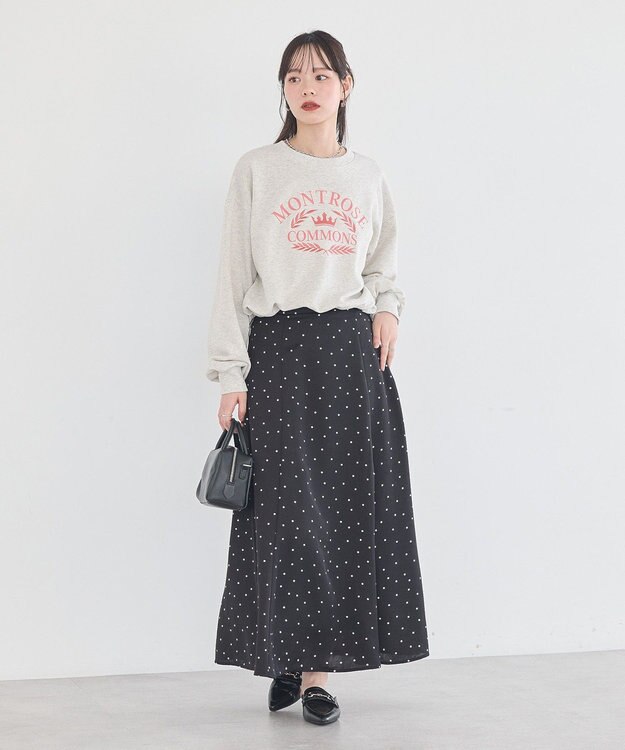 earth music&ecology サテンフレアスカート Black