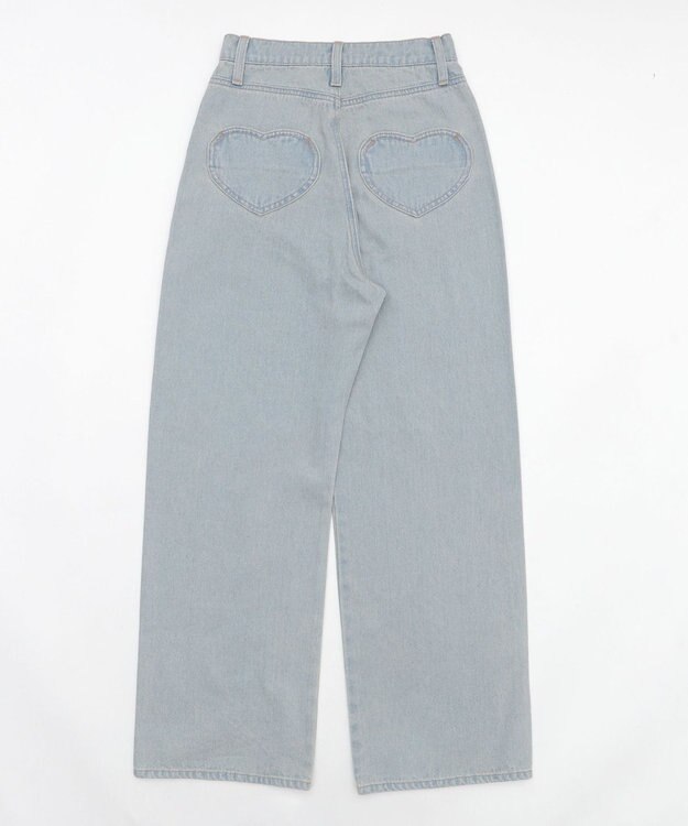 WEGO ハートポケットストレートデニムパンツ デニム淡加工色