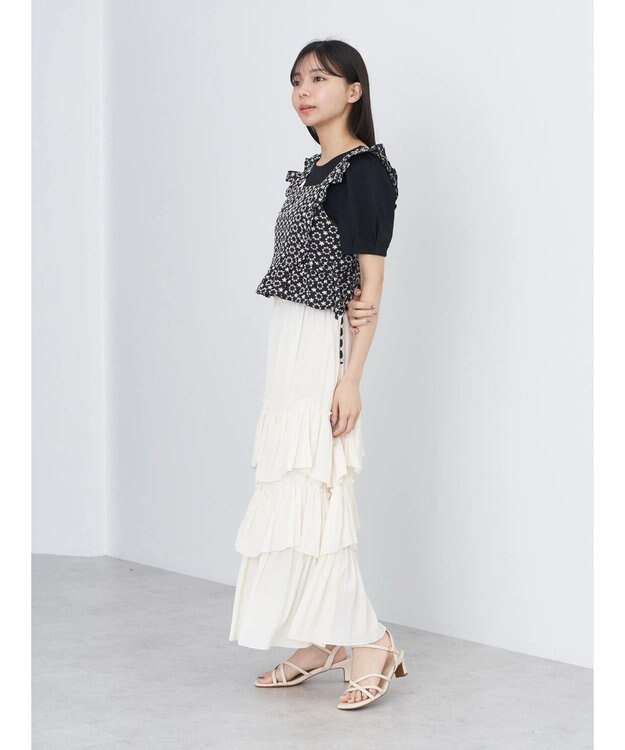 earth music&ecology サイドリボン刺繍ビスチェ Black