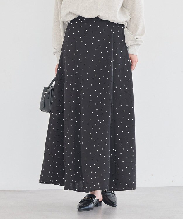 earth music&ecology サテンフレアスカート Black