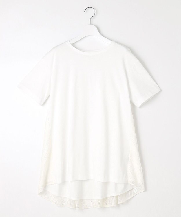 自由区 【WEB限定・洗える・XSサイズあり】レースコンビ カットソー アイボリー系