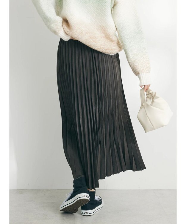 CRAFT STANDARD BOUTIQUE ピーチアコーディオンプリーツスカート Charcoal Gray