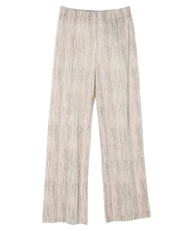 Green Parks セルフカットプリーツワイドパンツ Stripe Beige