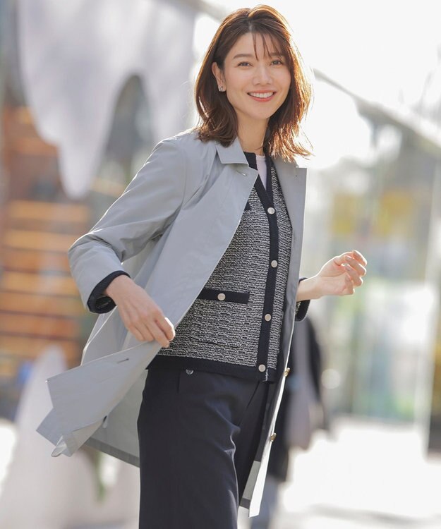 J.PRESS LADIES S 【洗える・撥水】ポリアーティローザ シングル トレンチコート フェードブルー系