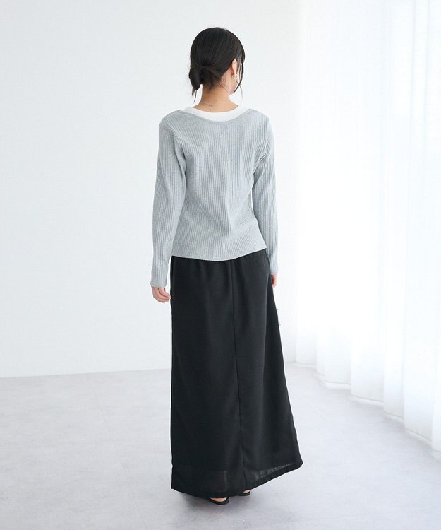 CRAFT STANDARD BOUTIQUE 2点セット / スクープネックカーディガン+タンクトップ Gray Mixture