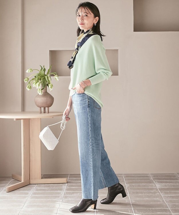 23区 【洗える】ウールブレンド ドルマン ニット ミント系