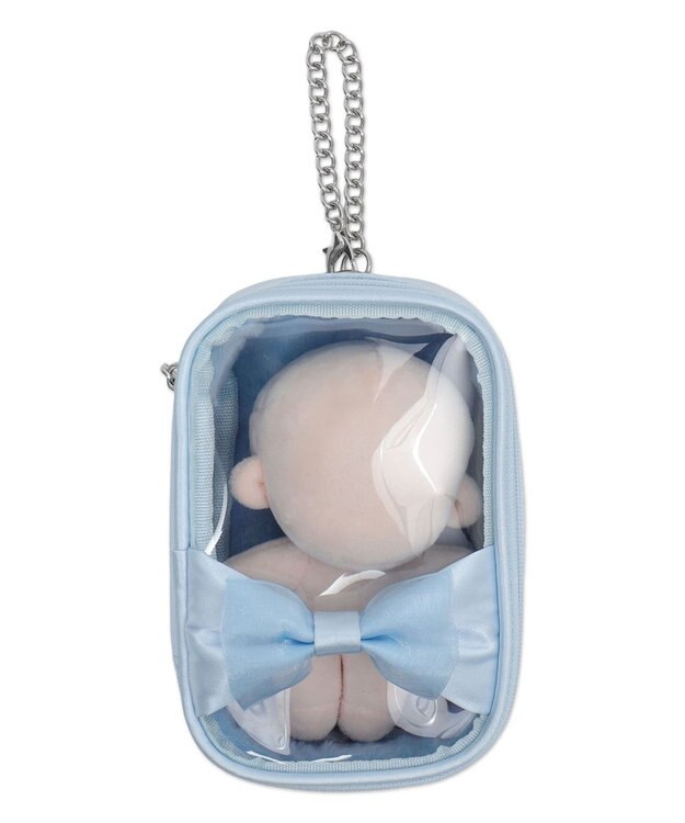 WEGO 【痛バ＆推し活グッズ】ダブルリボンサテンぬいポーチ サックス