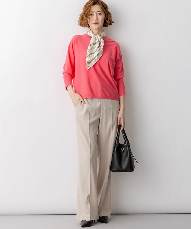 23区 L 【先行予約】ネオコンフォートストレッチ ドルマン ニット コーラル系