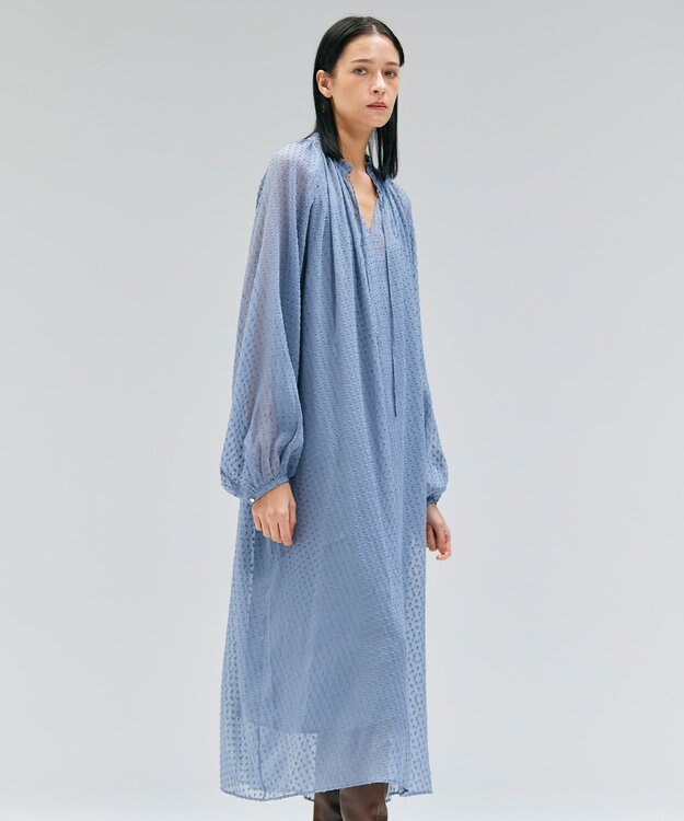 CALLERRY / シルク混ドットギャザーワンピース / BEIGE