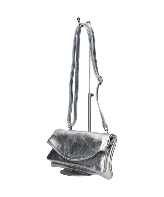 INTER-CHAUSSURES 【ANDREA CARDONE】レザーワイドショルダーバッグ シルバー